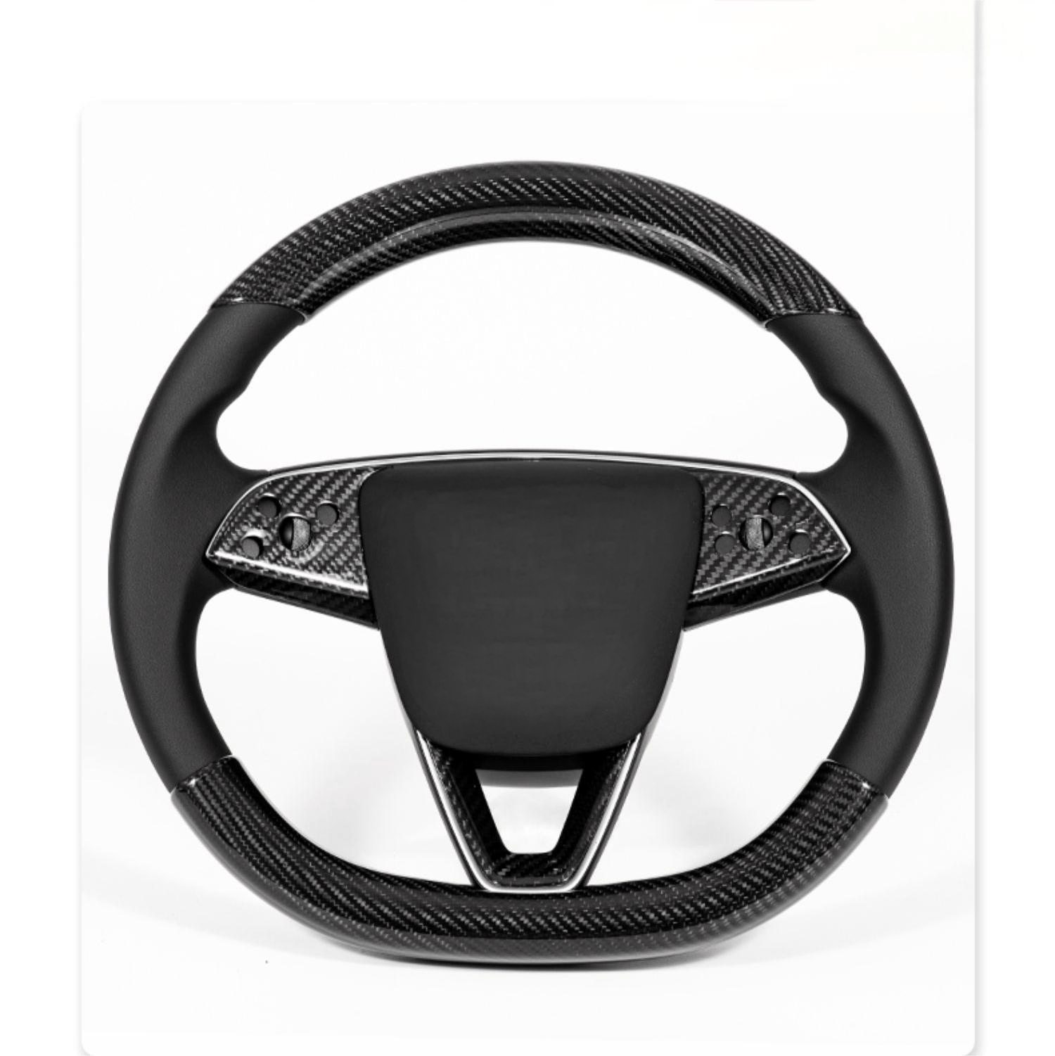 Steering Wheel Bezel Overlay Real Dry Carbon Fiber for Model 3 Highland & Model Y Juniper (3 Pieces) - Teskay