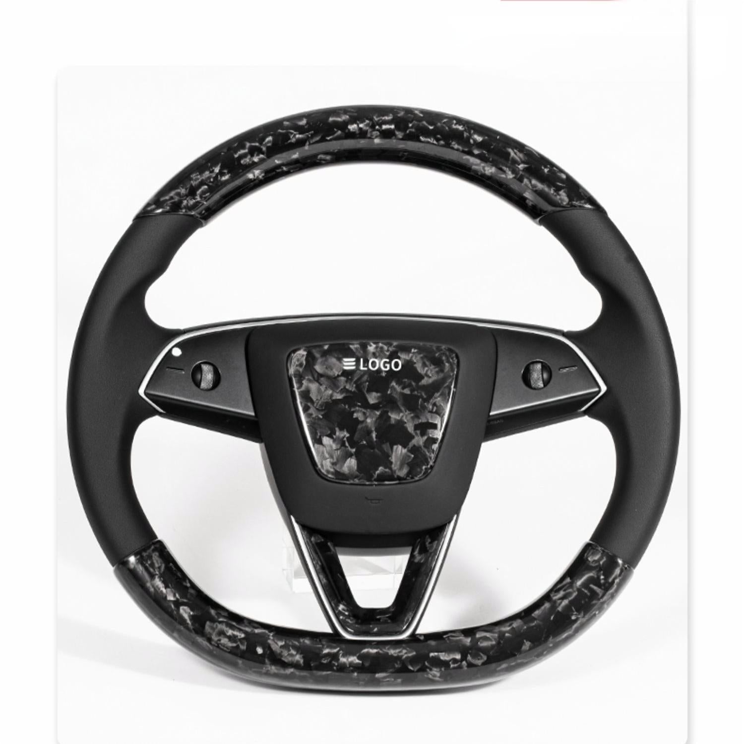 Real Dry Carbon Fiber Steering Wheel Trim Covers for Model Y Juniper & Model 3 Highland - Teskay
