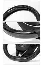 Real Dry Carbon Fiber Steering Wheel Trim Covers for Model Y Juniper & Model 3 Highland - Teskay