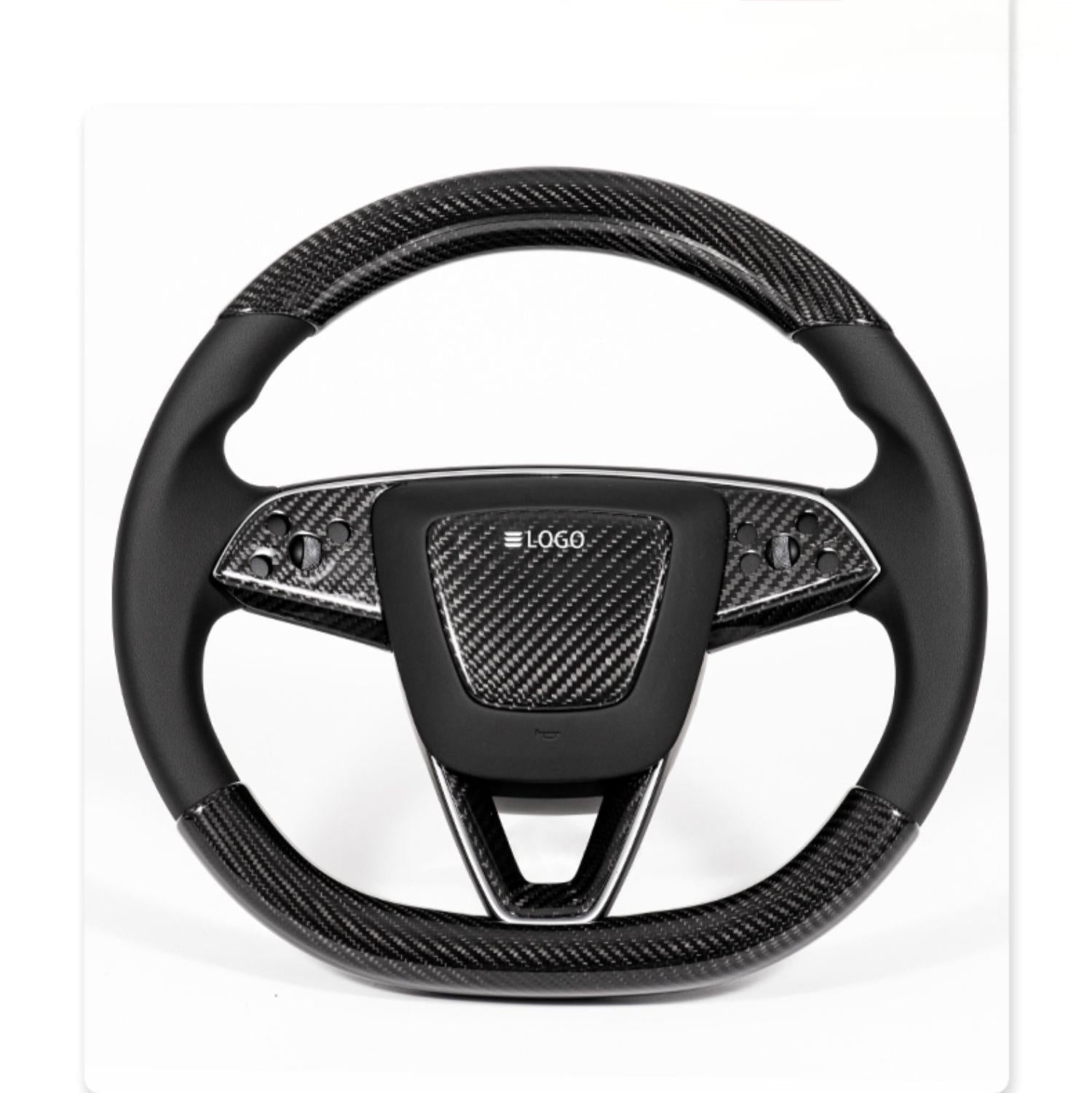 Real Dry Carbon Fiber Steering Wheel Trim Covers for Model Y Juniper & Model 3 Highland - Teskay