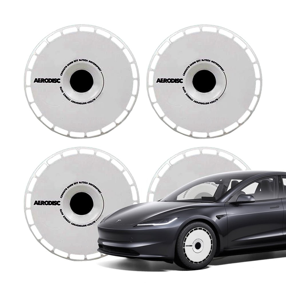 Aero DISC Wheel Covers for Model Y / Model 3 White Wheel Cover + B Sticker