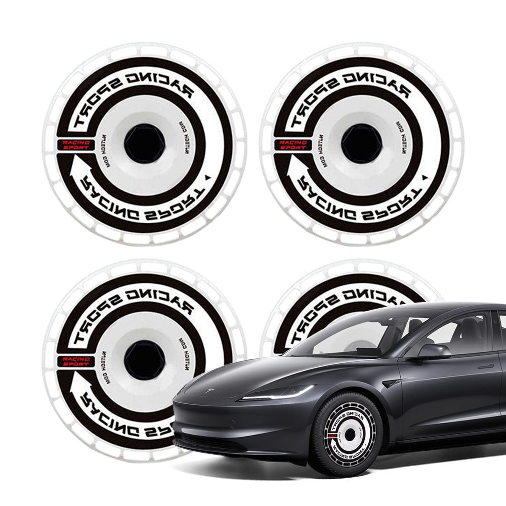 Aero DISC Wheel Covers for Model Y / Model 3 White Wheel Cover + C Sticker
