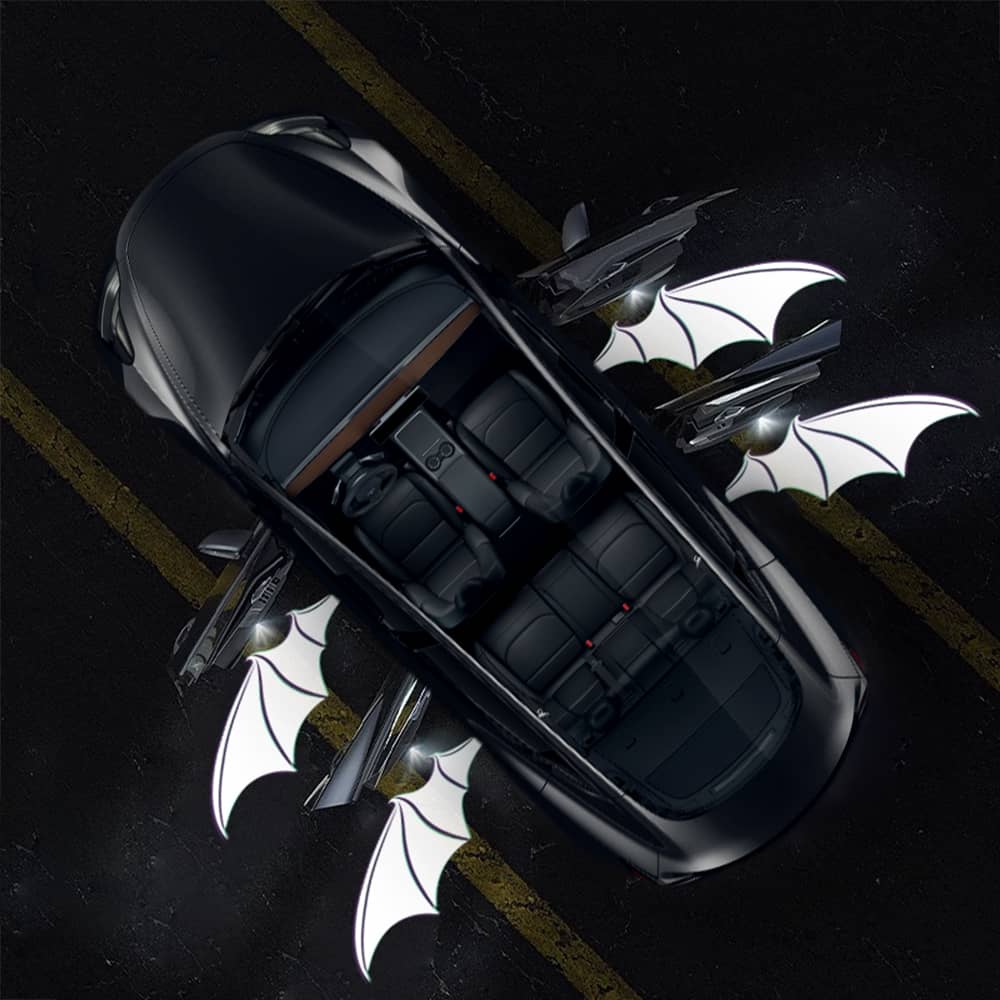Angel Wings Door Welcome Lights for Model 3/Y/S/X Evil Wings 4 PCS