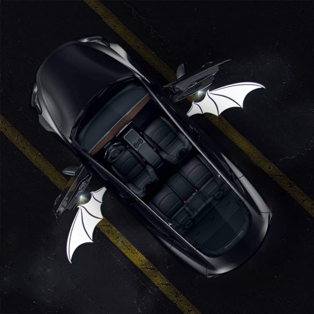 Angel Wings Door Welcome Lights for Model 3/Y/S/X Evil Wings 2 PCS