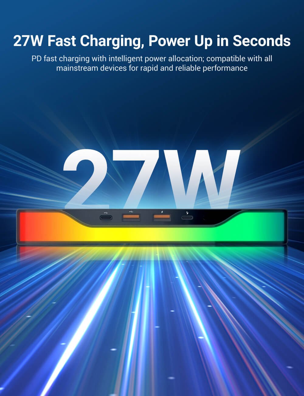 Center Console USB Hub with Ambient Lighting for Model 3 Highland/New Model Y