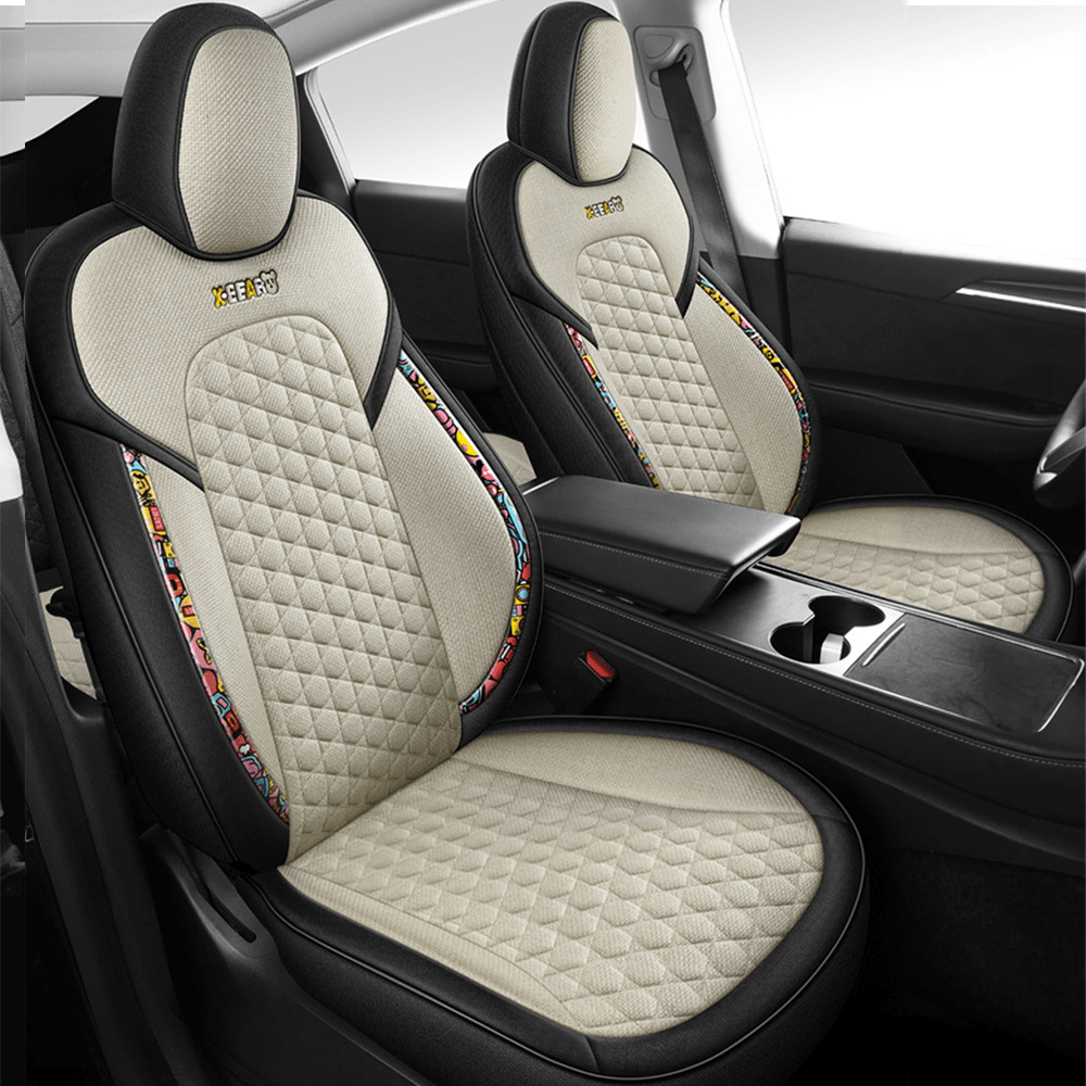 Cotton-Linen Seat Covers for Tesla Model 3 - Teskay