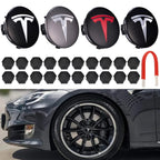 Tesla Center Cap Kit - Premium Aero Wheel Cover with Tesla Logo for Model S/3/X/Y (All Years) - ABS Plastic & Aluminum Plating