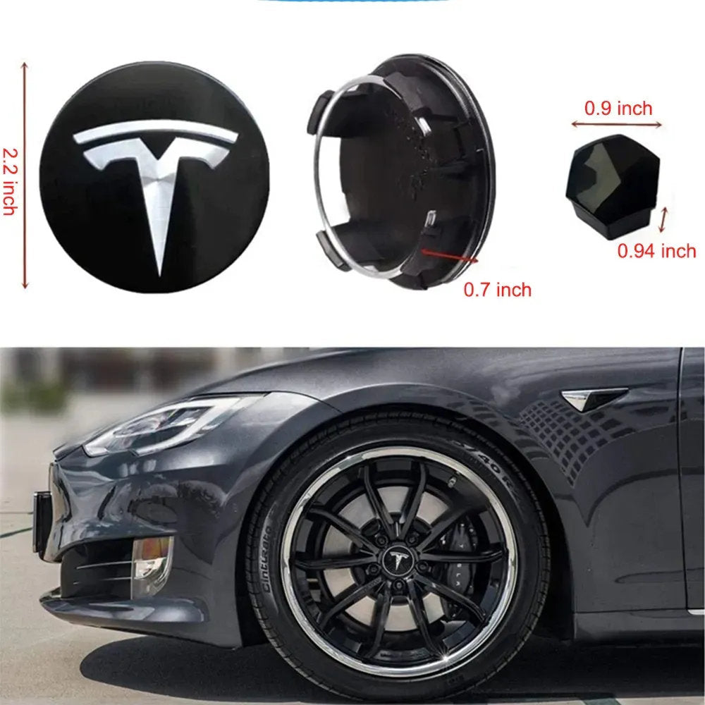Tesla Center Cap Kit - Premium Aero Wheel Cover with Tesla Logo for Model S/3/X/Y (All Years) - ABS Plastic & Aluminum Plating-3