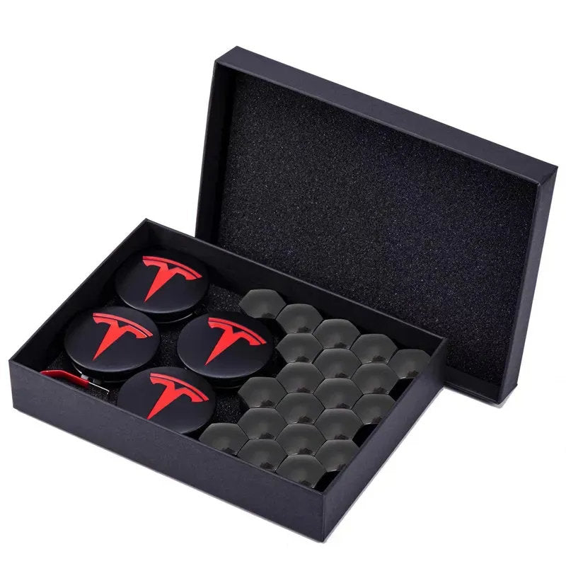Tesla Center Cap Kit - Premium Aero Wheel Cover with Tesla Logo for Model S/3/X/Y (All Years) - ABS Plastic & Aluminum Plating-4