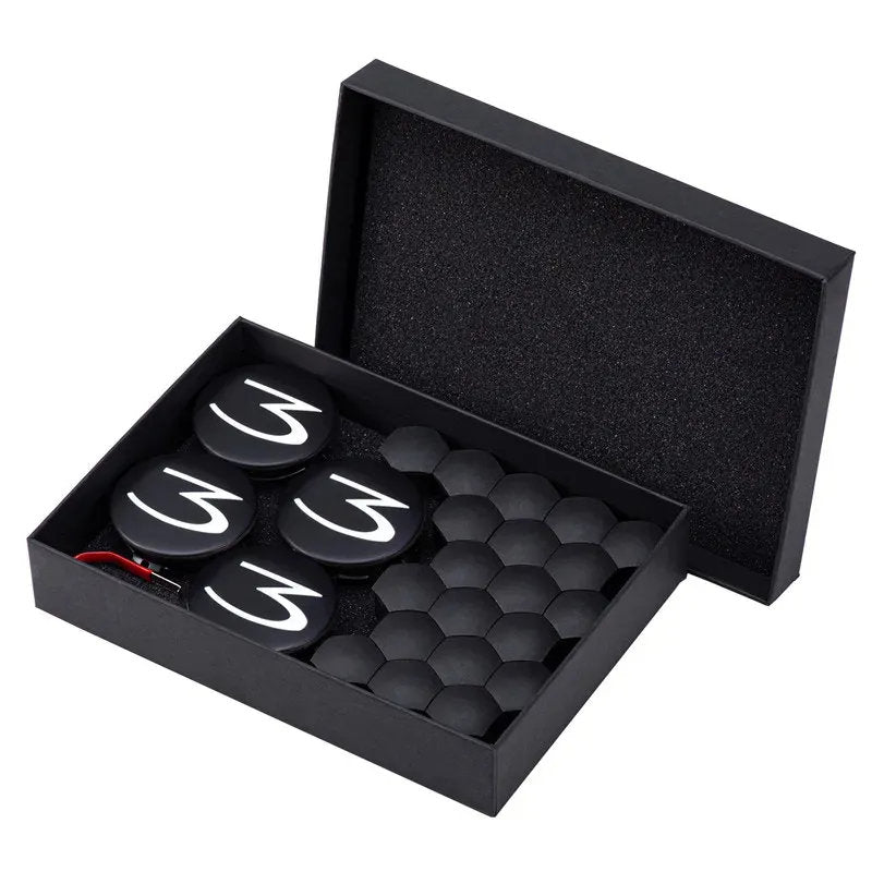 Tesla Model 3 Center Cap Kit (2017-2024) - Aero Wheel Cover Set w/ 3D Logo, Lug Nut Covers & Removal Tool