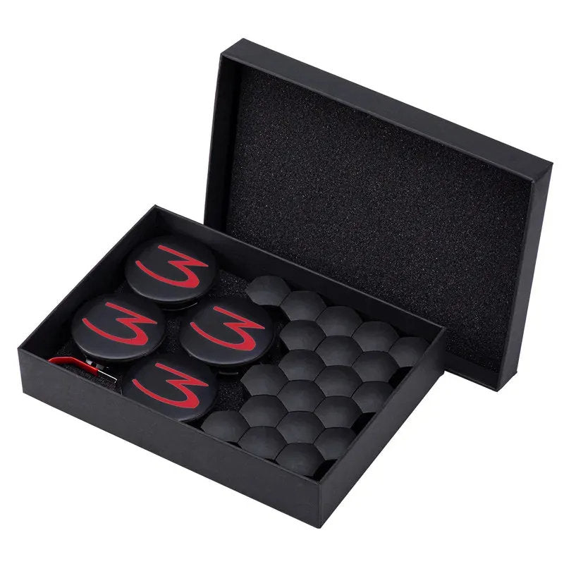 Tesla Model 3 Center Cap Kit (2017-2024) - Aero Wheel Cover Set w/ 3D Logo, Lug Nut Covers & Removal Tool-1