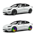 LED Wheel Light Covers for Tesla Center Caps - Compatible with Model S/3/X/Y (Set of 4) - Kinetic Lighting for Enhanced Safety and Style Rainbow Common to All Models