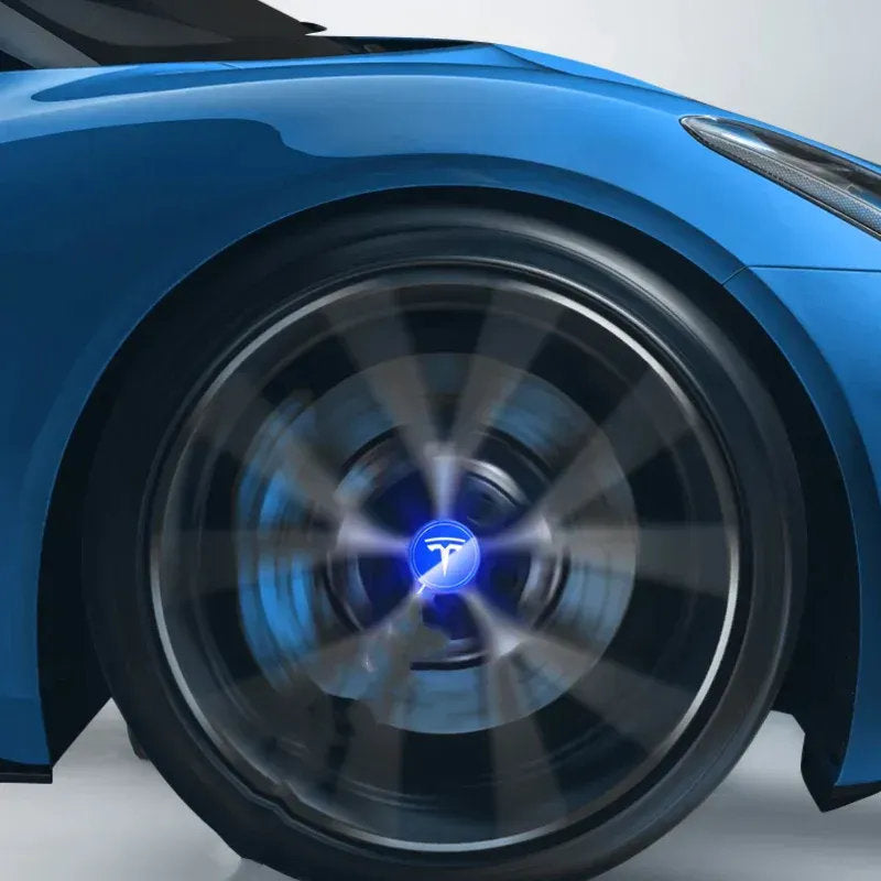 LED Wheel Light Covers for Tesla Center Caps - Compatible with Model S/3/X/Y (Set of 4) - Kinetic Lighting for Enhanced Safety and Style