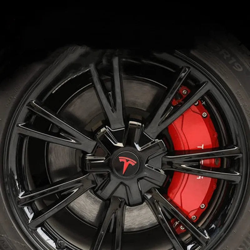 Tesla Model Y Center Caps for 19-inch Wheels - ABS & Aluminum Alloy Hub Cover Kit with Integrated Lug Nut Covers-1