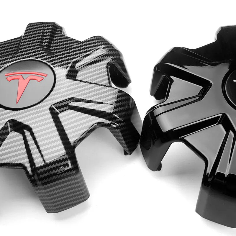 Tesla Model Y Center Caps for 19-inch Wheels - ABS & Aluminum Alloy Hub Cover Kit with Integrated Lug Nut Covers-4