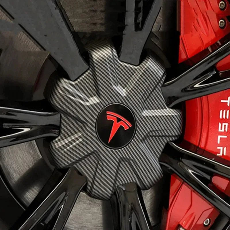 Tesla Model Y Center Caps for 19-inch Wheels - ABS & Aluminum Alloy Hub Cover Kit with Integrated Lug Nut Covers