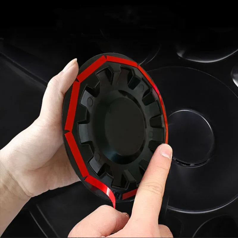Tesla Wheel Center Cap - Floating Emblem Hub Caps for Model Y 20/21 inch OEM Wheels, Satin Black ABS Cover-3