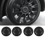 Tesla Wheel Center Cap - Floating Emblem Hub Caps for Model Y 20/21 inch OEM Wheels, Satin Black ABS Cover-5
