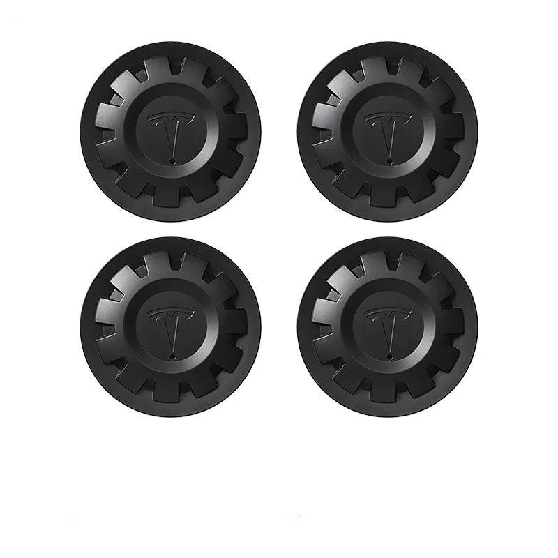 Tesla Wheel Center Cap - Floating Emblem Hub Caps for Model Y 20/21 inch OEM Wheels, Satin Black ABS Cover-6