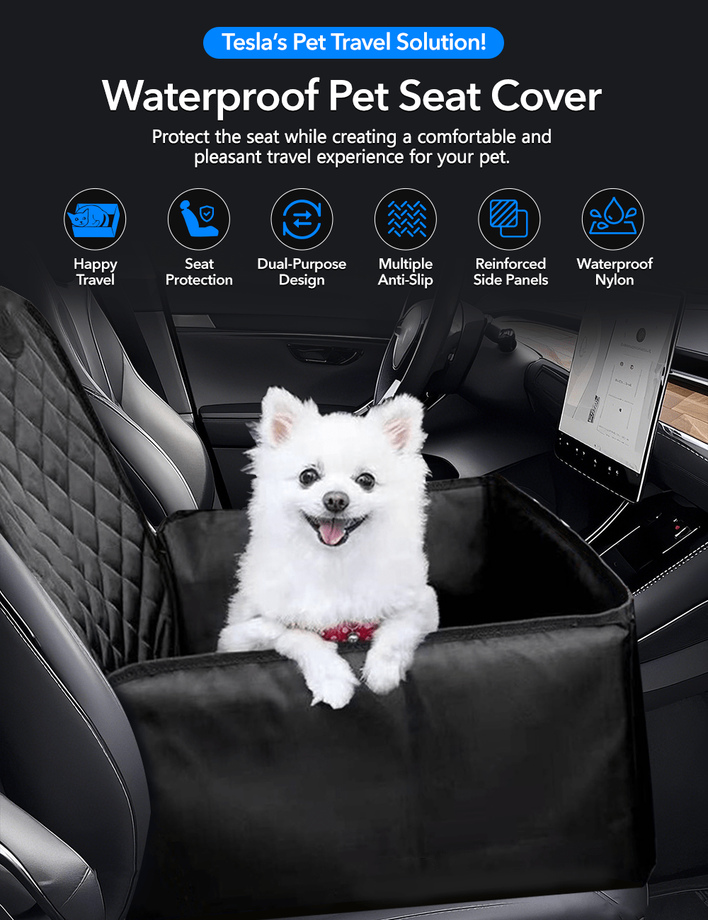 Waterproof Car Dog Seat Cover for Tesla Model Y/3/S/X/Cybertruck - Teskay