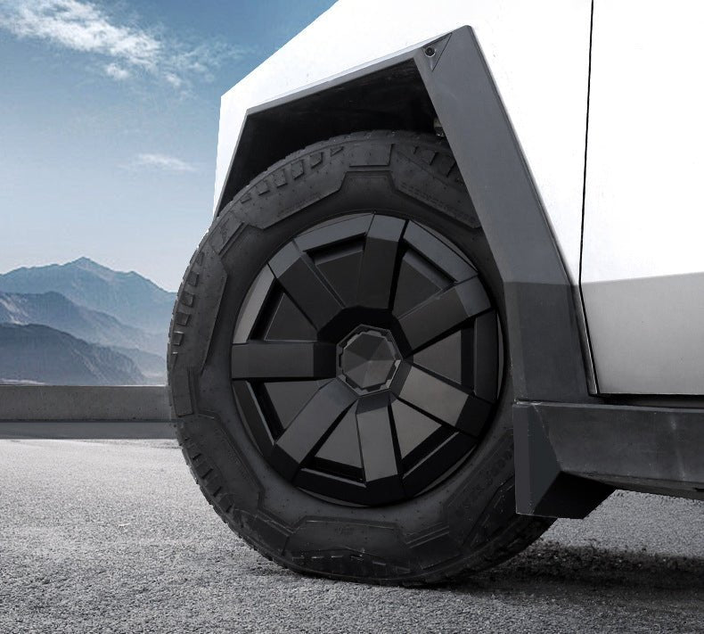 Cybertruck Matte Black Wheel Covers (Set of 4) - Snap-On Hubcaps - Teskay2