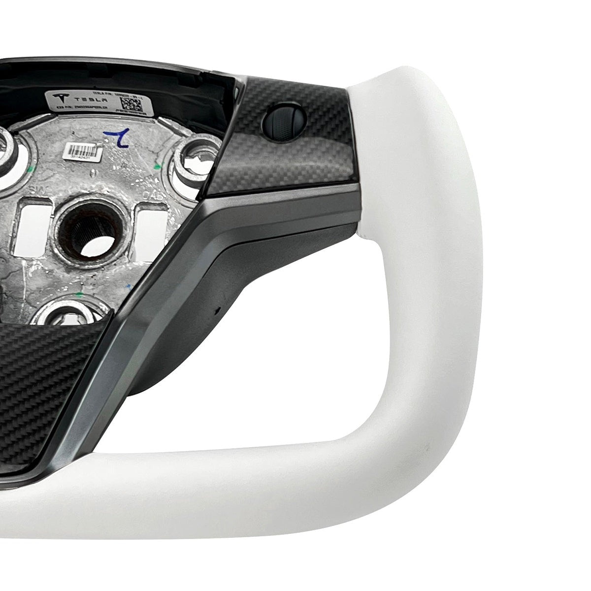 White Leather Yoke Steering Wheel for Tesla Model 3/Y - Teskay