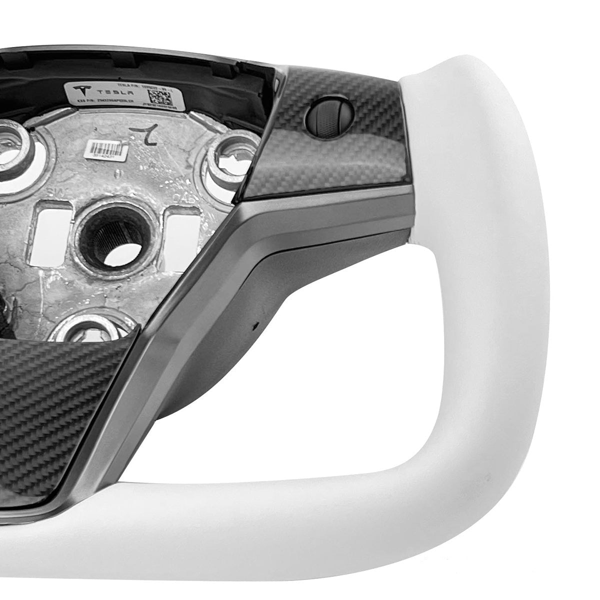White Leather Yoke Steering Wheel for Tesla Model 3/Y - Teskay