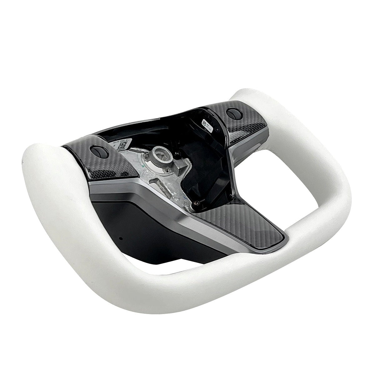 White Leather Yoke Steering Wheel for Tesla Model 3/Y - Teskay