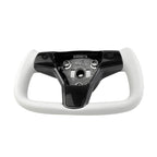 White Leather Yoke Steering Wheel for Tesla Model 3/Y - Teskay