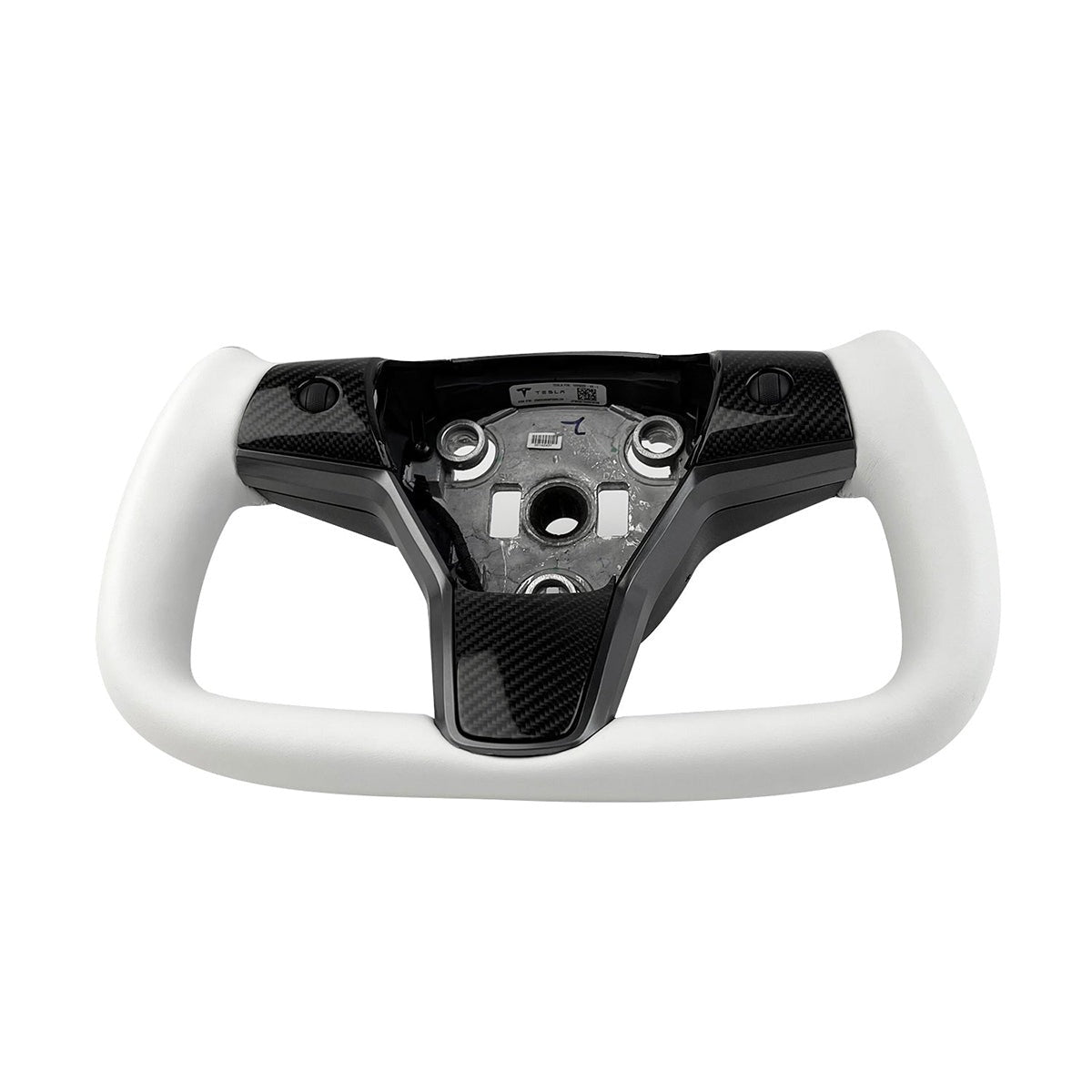White Leather Yoke Steering Wheel for Tesla Model 3/Y - Teskay
