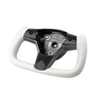 White Leather Yoke Steering Wheel for Tesla Model 3/Y - Teskay