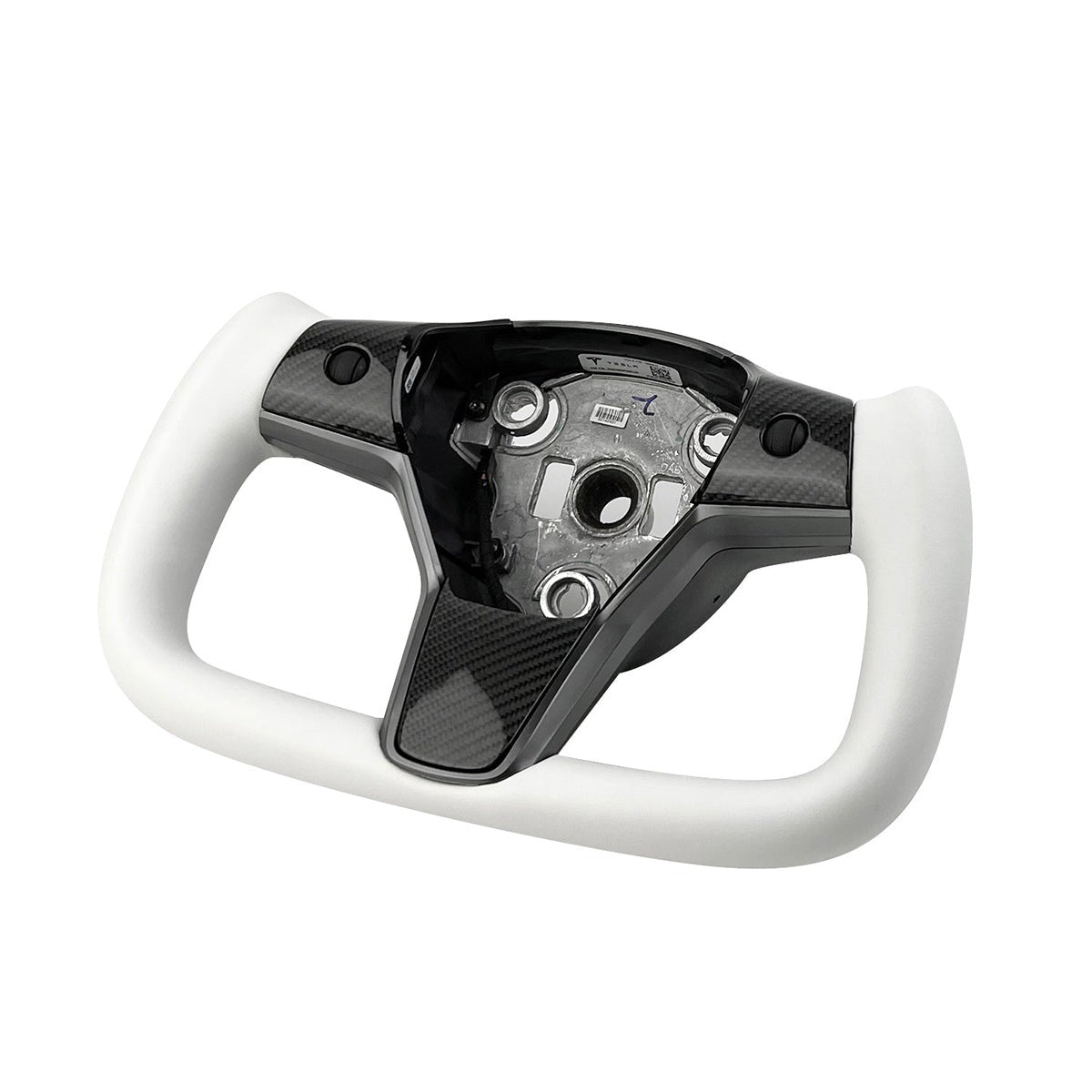 White Leather Yoke Steering Wheel for Tesla Model 3/Y - Teskay