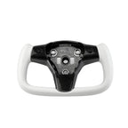 White Leather Yoke Steering Wheel for Tesla Model 3/Y - Teskay