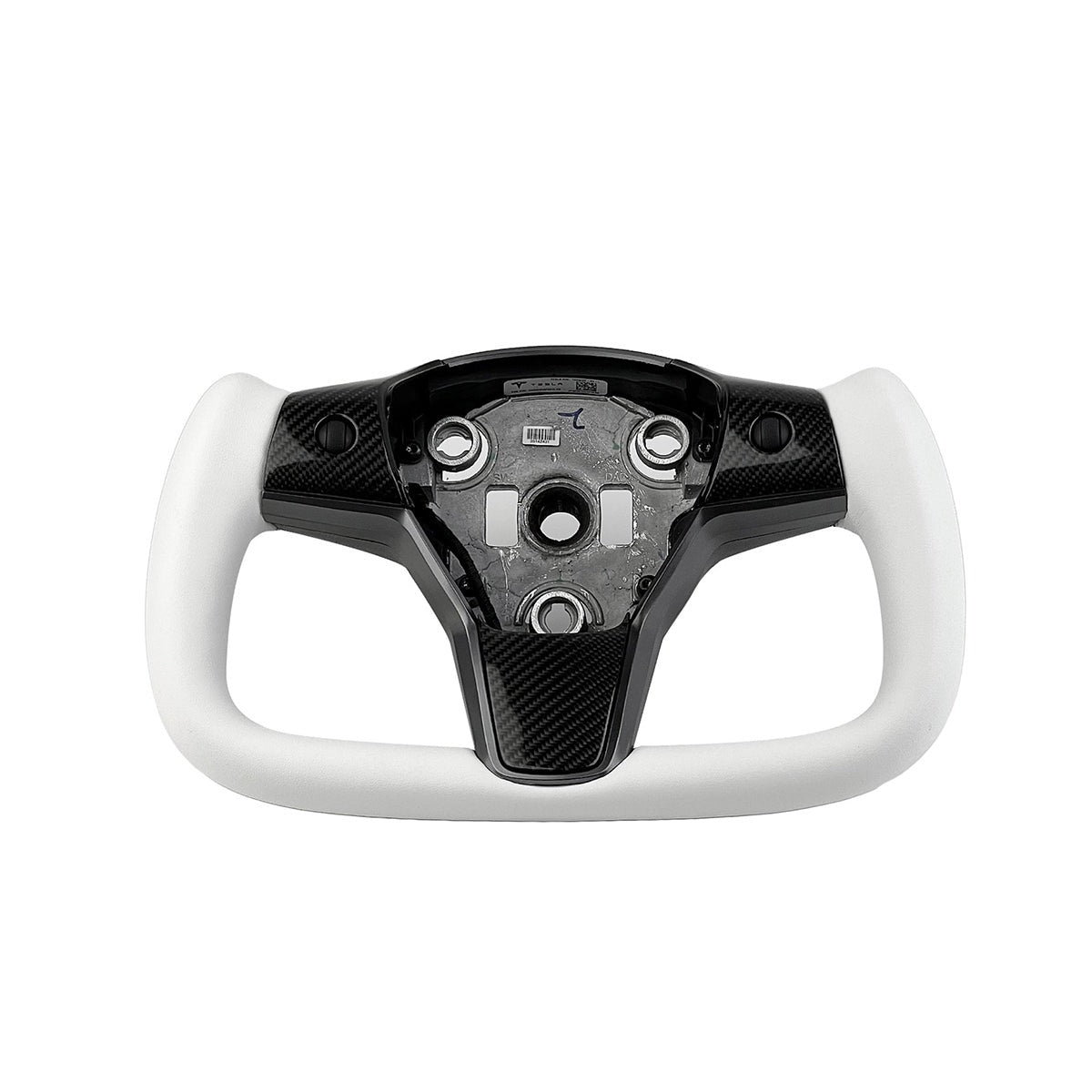 White Leather Yoke Steering Wheel for Tesla Model 3/Y - Teskay