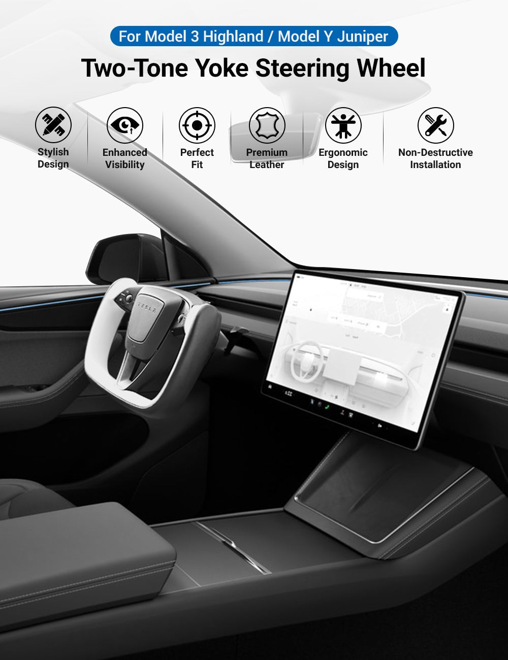 Yoke Steering Wheel for Model 3 Highland / Model Y Juniper - Teskay