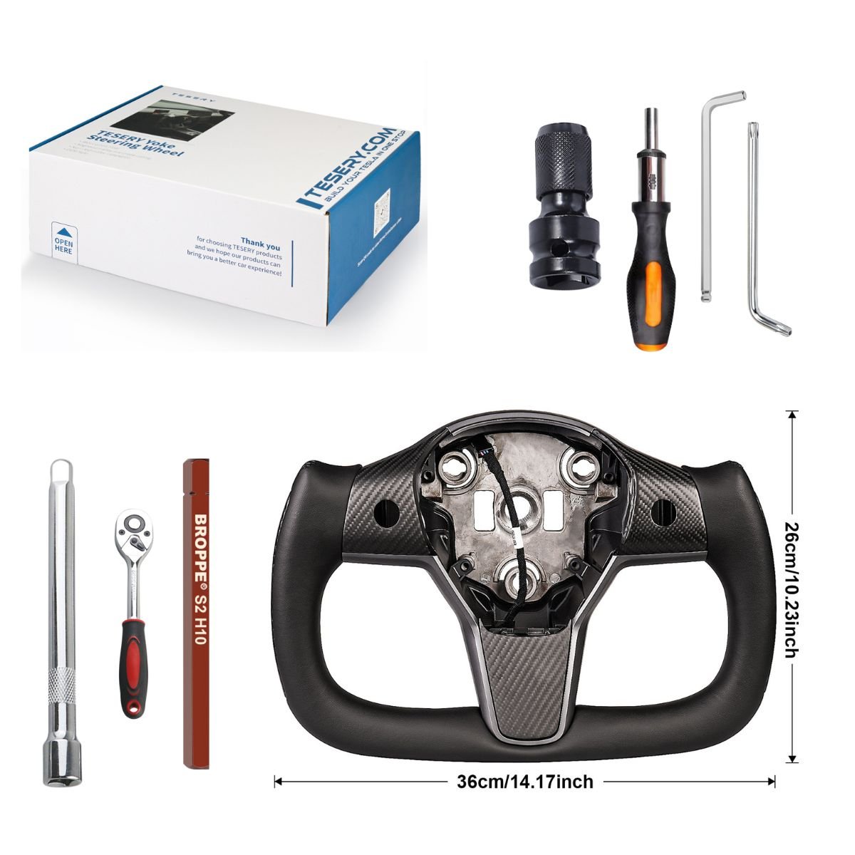 Yoke Carbon Fiber Steering Wheel for Tesla Model 3 / Y - Teskay