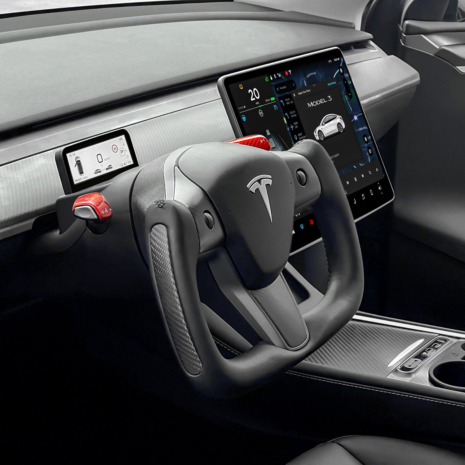 Yoke Carbon Fiber Steering Wheel for Tesla Model 3 / Y - Teskay