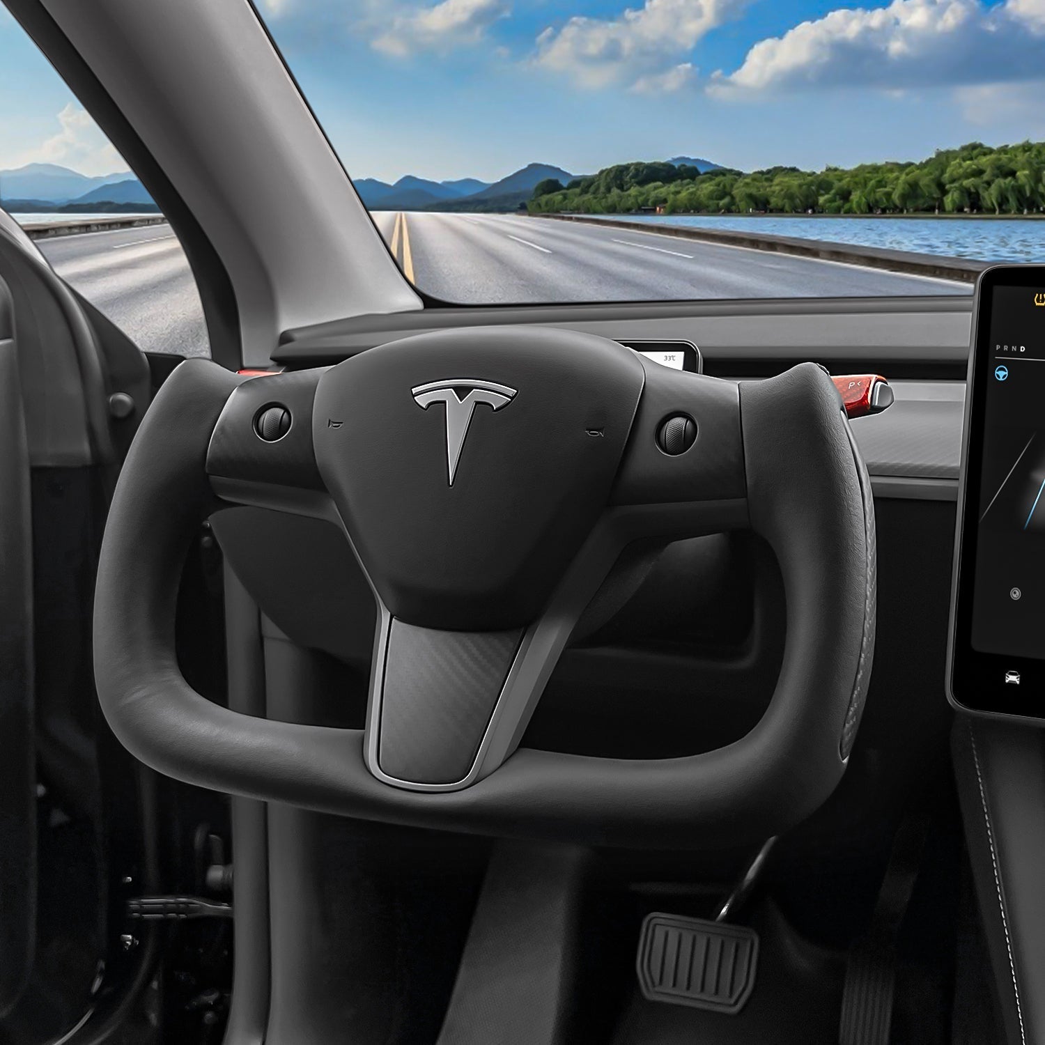 Yoke Carbon Fiber Steering Wheel for Tesla Model 3 / Y - Teskay