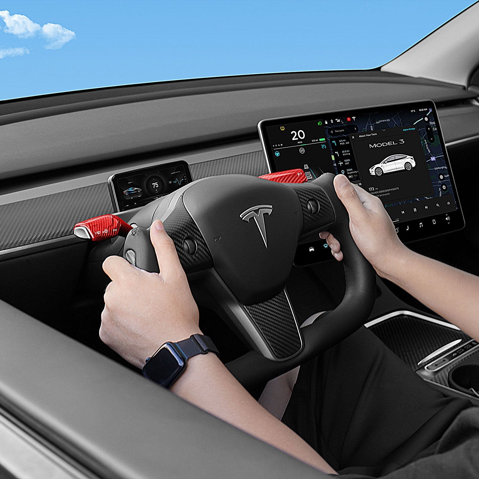 Yoke Carbon Fiber Steering Wheel for Tesla Model 3 / Y - Teskay