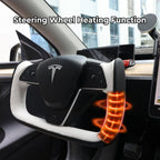 Yoke Style Steering Wheel for Model 3 / Y（Black & White Leather）- Teskay