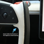 Yoke Style Steering Wheel for Model 3 / Y（Black & White Leather）- Teskay