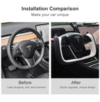Yoke Style Steering Wheel for Model 3 / Y（Black & White Leather）- Teskay